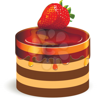 Royalty Free Clipart Image of a Cake With a Strawberry
