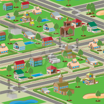 Royalty Free Clipart Image of a Small Town