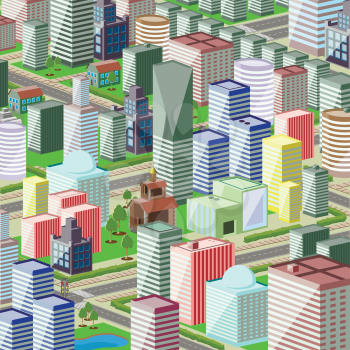 Royalty Free Clipart Image of a Modern City