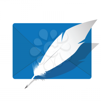 Royalty Free Clipart Image of an Envelope and Feather