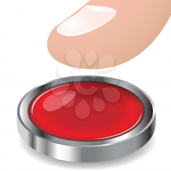 Royalty Free Clipart Image of a Person Pushing a Button