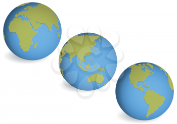 Royalty Free Clipart Image of Three Globes