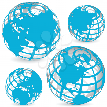 Royalty Free Clipart Image of Four Globes