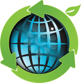 Royalty Free Clipart Image of a Blue and Green Globe