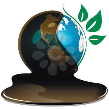 Royalty Free Clipart Image of a Globe Covered in Oil