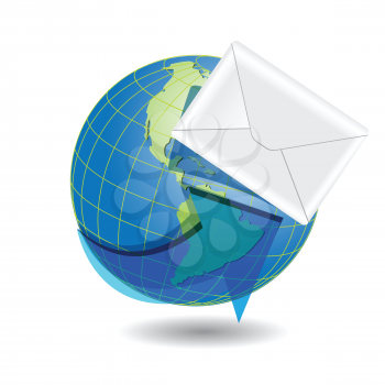Royalty Free Clipart Image of a Globe With an Envelope