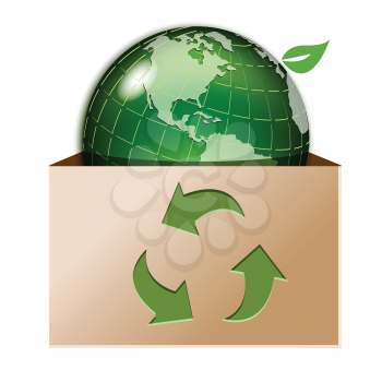Royalty Free Clipart Image of a Globe in a Box