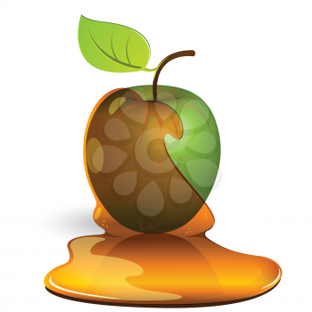 Royalty Free Clipart Image of an Apple in Honey