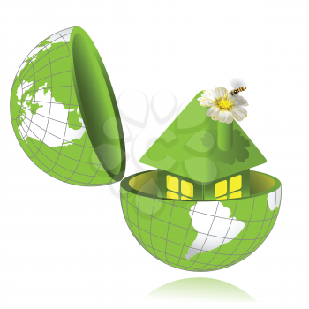 Royalty Free Clipart Image of a Home in a Globe