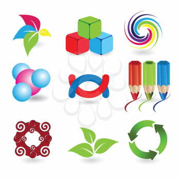 Royalty Free Clipart Image of Nine Colorful Icons