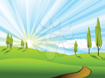 Royalty Free Clipart Image of a Nature Landscape