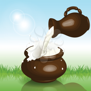 Royalty Free Clipart Image of a Pot of Milk