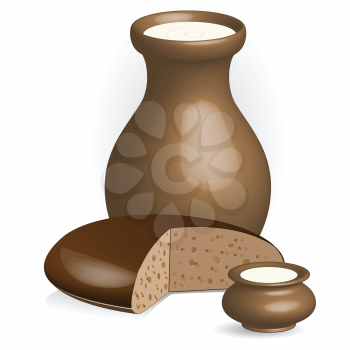 Royalty Free Clipart Image of a Pitcher of Milk and Bread