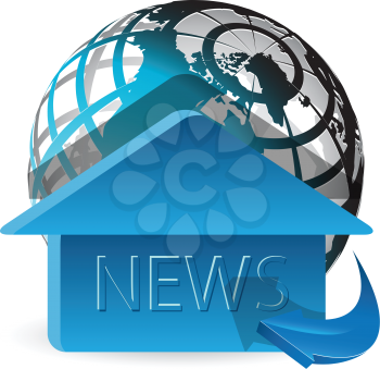 Royalty Free Clipart Image of a Globe and News Sign