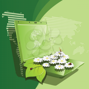 Royalty Free Clipart Image of a Laptop With Flowers