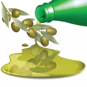 Royalty Free Clipart Image of Olive Oil and Branches