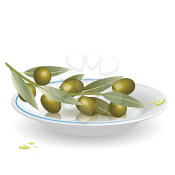 Royalty Free Clipart Image of an Olive Branch on a Plate