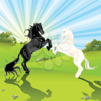 Royalty Free Clipart Image of Two Horses