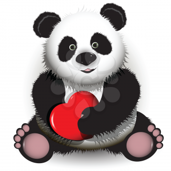 Royalty Free Clipart Image of a Panda Holding a Heart