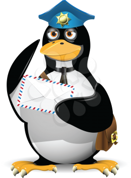 Royalty Free Clipart Image of a Postman Penguin
