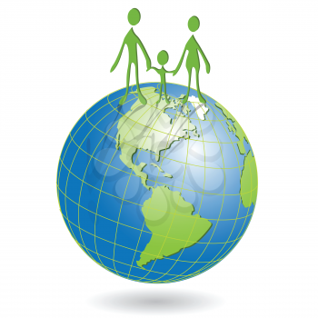 Royalty Free Clipart Image of People on a Globe
