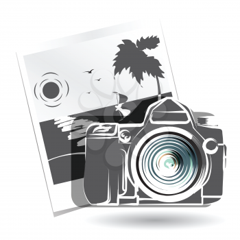 Royalty Free Clipart Image of a Camera and Photo