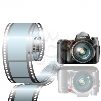 Royalty Free Clipart Image of a Camera and Film