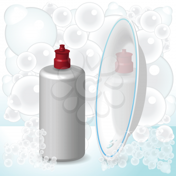 Royalty Free Clipart Image of a Bottle of Soap and Dish