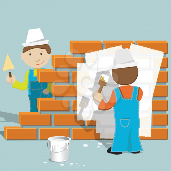 Royalty Free Clipart Image of Two Construction Workers