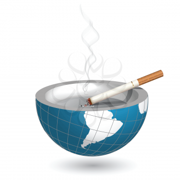 Royalty Free Clipart Image of a Cigarette in an Ashray