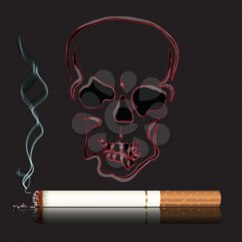 Royalty Free Clipart Image of a Cigarette and Skull