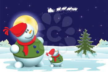 Royalty Free Clipart Image of Snowmen