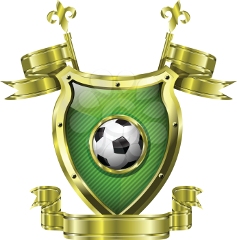 Royalty Free Clipart Image of a Soccer Ball Shield