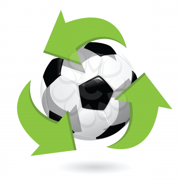Royalty Free Clipart Image of Arrows Around a Soccer Ball