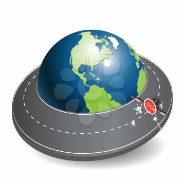Royalty Free Clipart Image of a Road Around a Globe