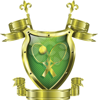 Royalty Free Clipart Image of a Tennis Shield