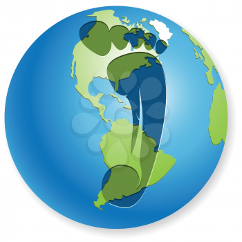 Royalty Free Clipart Image of a Footprint on a Globe