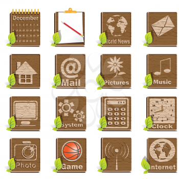 Royalty Free Clipart Image of Wooden Icons