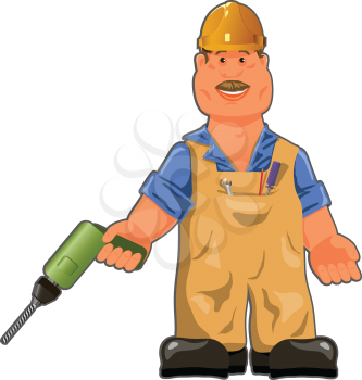 Royalty Free Clipart Image of a Working Holding a Drill