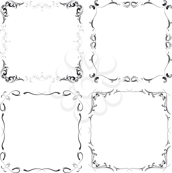 set of four patterns of black frames