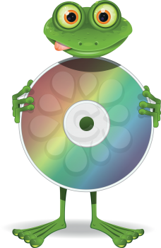 illustration DJ curiosity green frog and CD