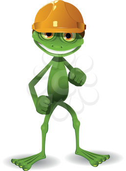 illustration of a green frog in the construction helmet