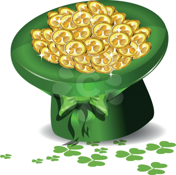 Santa Patrick green hat with gold coins