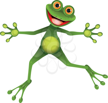 illustration merry green frog with greater eye