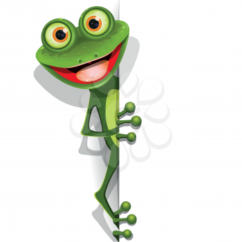 illustration jolly green frog with greater eye