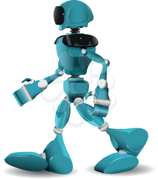 illustration of a blue robot on white background