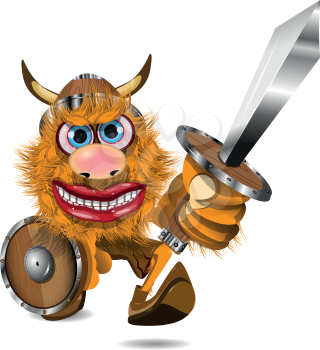 Royalty Free Clipart Image of a Viking With a Sword