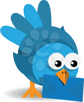 Royalty Free Clipart Image of a Bluebird With a Blue Envelope