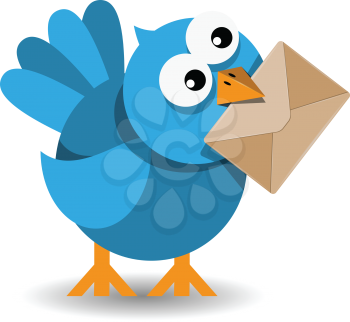 Royalty Free Clipart Image of a Bird With an Envelope