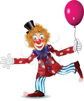 Royalty Free Clipart Image of a Clown With a Balloon